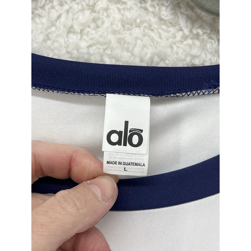 Alo Sport Youth Baseball Tee Raglan Large Blue White - Picture 4 of 6